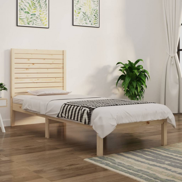 Estrutura de cama individual madeira maciça 75x190 cm D