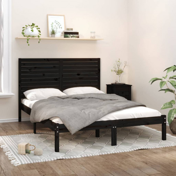 Estructura de cama madera maciza king size negro 150x200 cm D
