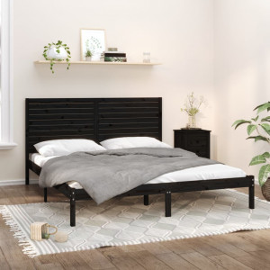 Estructura de cama madera maciza negro super king 180x200 cm D