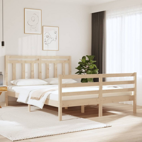 Estrutura de cama dupla pequena de madeira maciça 120x190 cm D