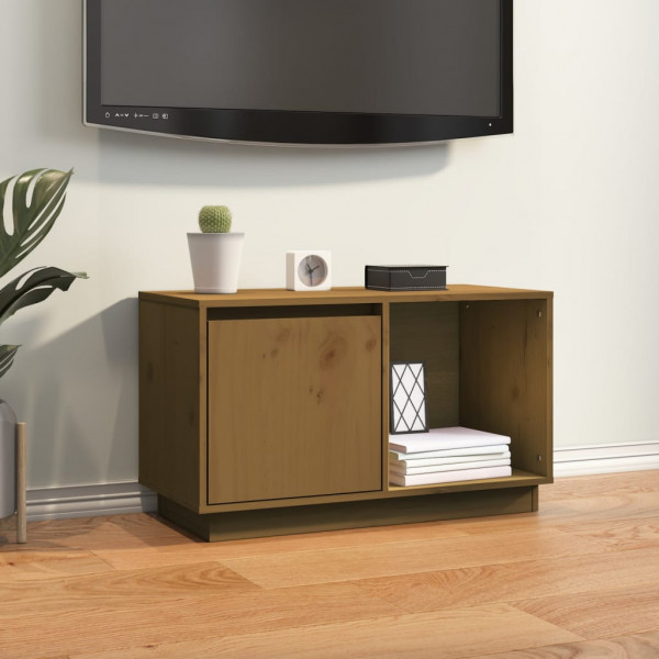 Móvel TV em madeira maciça de pinho castanho mel 74x35x44 cm D