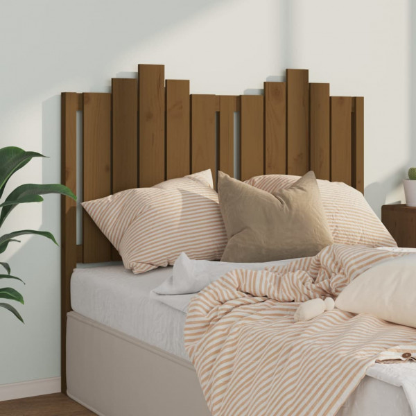 Cabecero de cama madera maciza de pino marrón miel 126x4x110 cm D