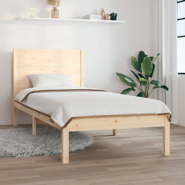 Estrutura de cama individual madeira maciça 75x190 cm D