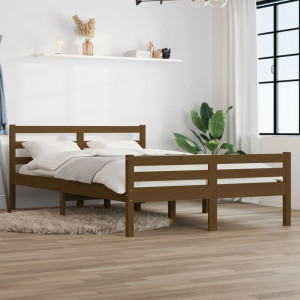vidaXL Estructura cama madera maciza de pino marrón miel 135x190 cm