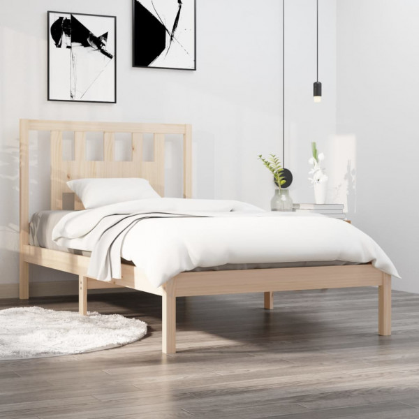Estrutura de cama de madeira maciça de pinho 90x200 cm D