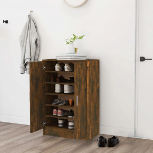 Mueble zapatero madera contrachapada roble ahumado 60x35x92 cm D