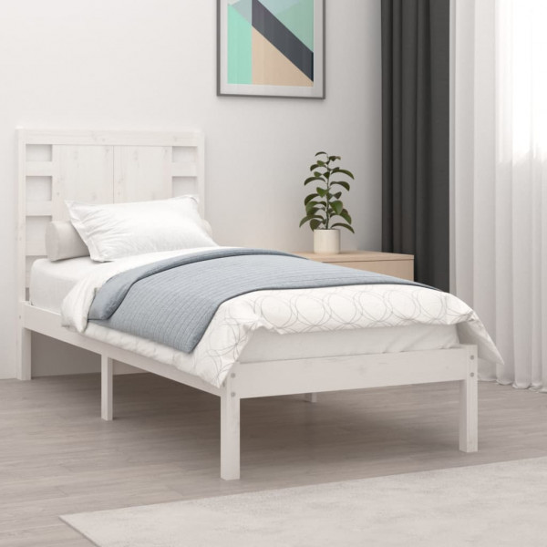 Estrutura de cama em madeira maciça branca 75x190 cm D