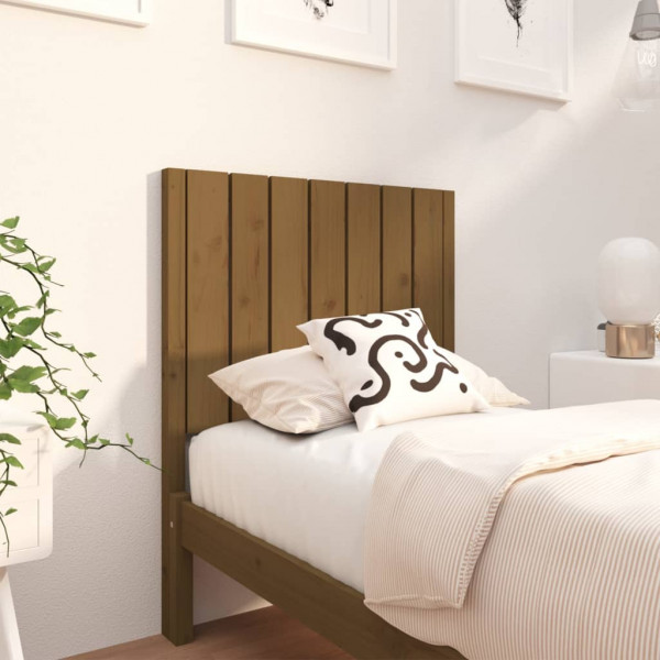Cabecero de cama madera maciza pino marrón miel 80.5x4x100 cm D