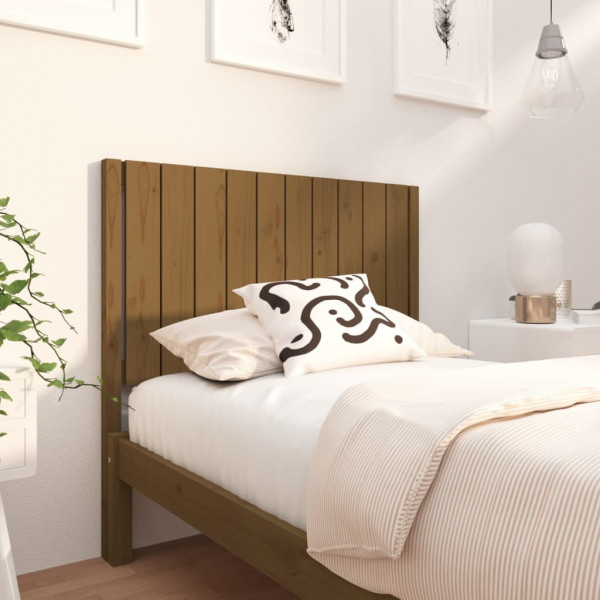 Cabecero de cama madera maciza pino marrón miel 105.5x4x100 cm D