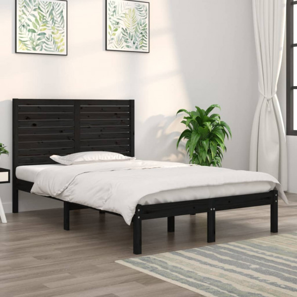 Estrutura de cama em madeira maciça preta 135x190 cm D