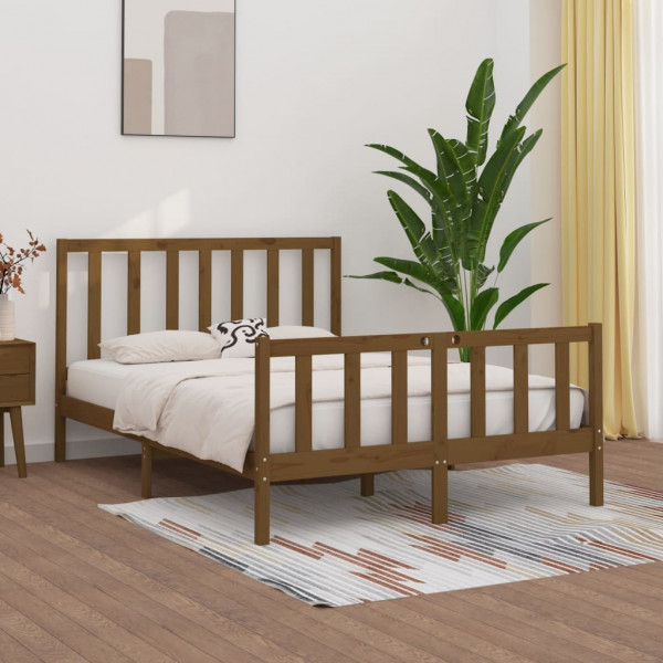 Estrutura de cama dupla de madeira maciça marrom mel 120x190 cm D