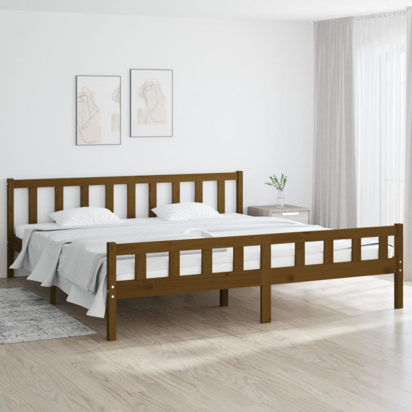 Estructura cama madera maciza Super King marrón miel 180x200 cm D