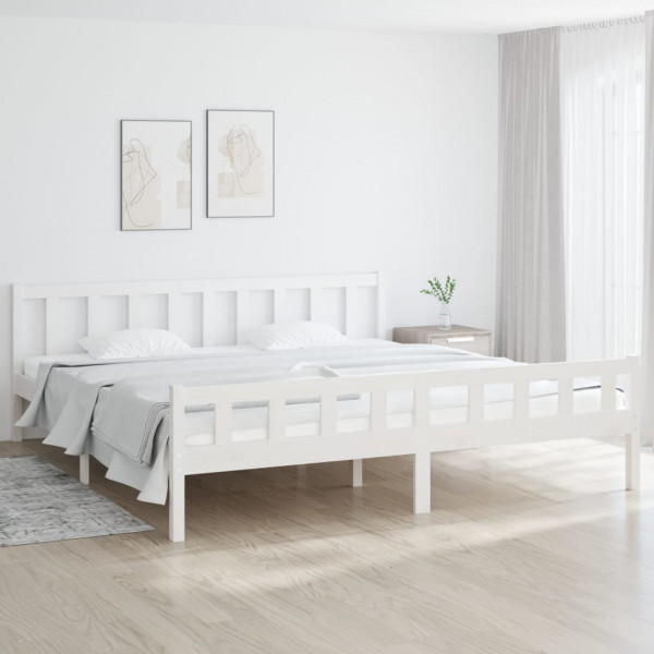 Estructura de cama madera maciza blanca 200x200 cm D