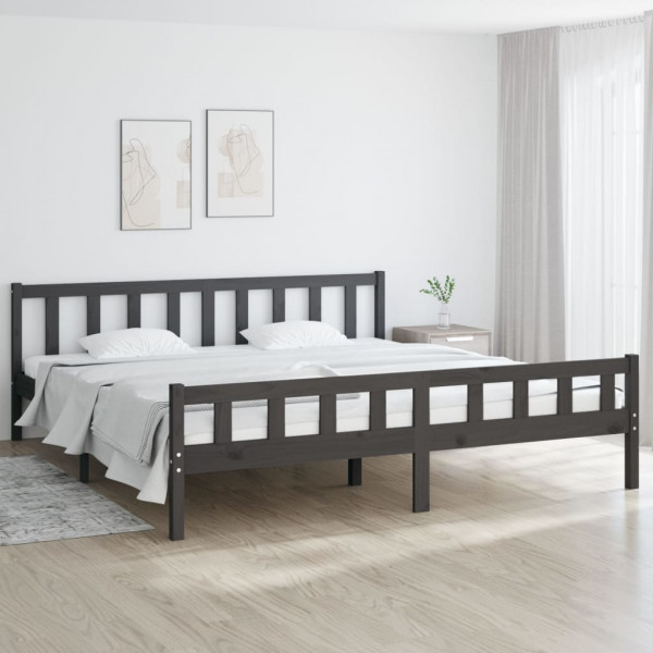 Estructura de cama madera maciza gris 200x200 cm D