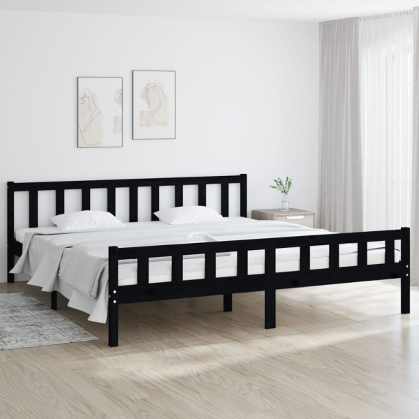 Estructura de cama de madera maciza negro 200x200 cm D