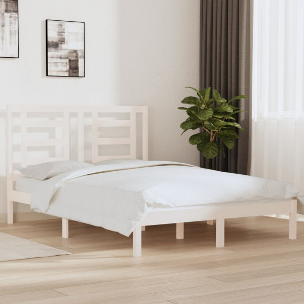 Estructura de cama doble madera de pino blanca 135x190 cm D