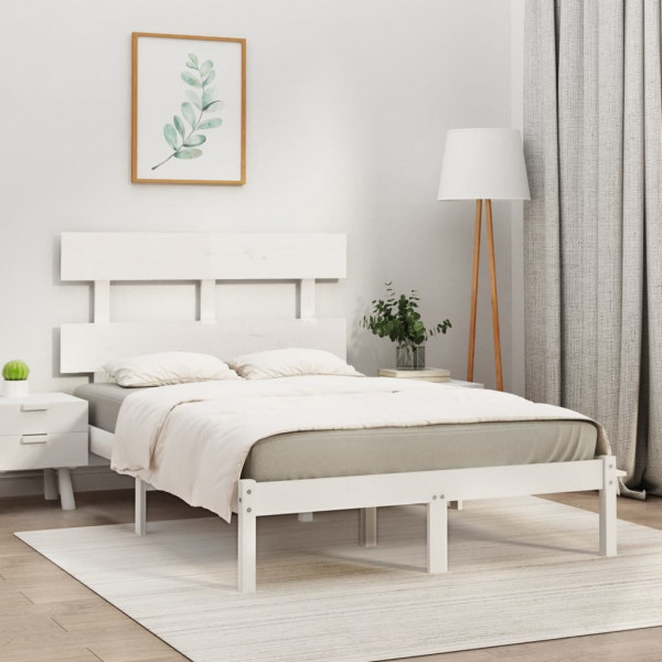 Estructura de cama de madera maciza pino blanca 160x200 cm D