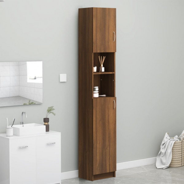 Armário de banho madeira contraplacada carvalho marrom 32x25.5x190 cm D