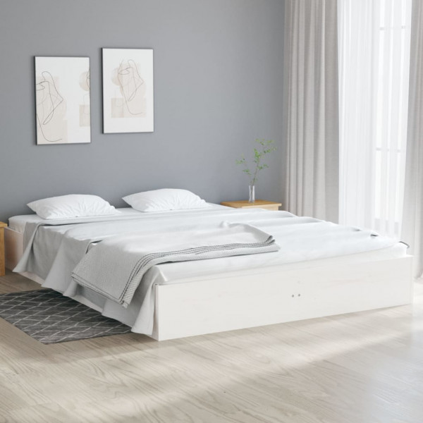 Estructura de cama madera maciza blanca 135x190 cm D