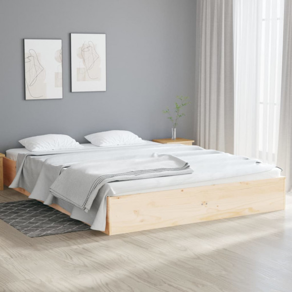 Estructura de cama de madera maciza 140x190 cm D