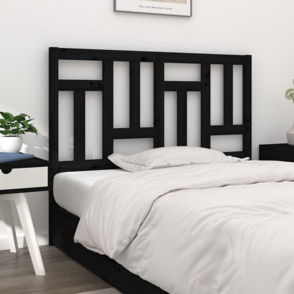 Cabeça de cama madeira maciça de pinho preto 205.5x4x100 cm D