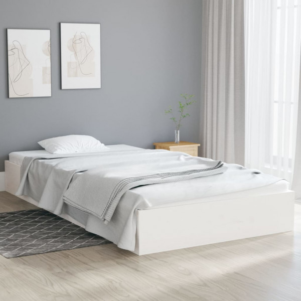 Estrutura de cama madeira maciça branca 90x200 cm D