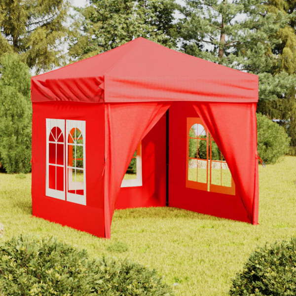 Carpa para fiestas plegable con paredes laterales rojo 2x2 m D