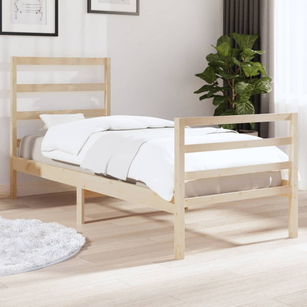Estructura de cama madera maciza pino 90x190 cm D