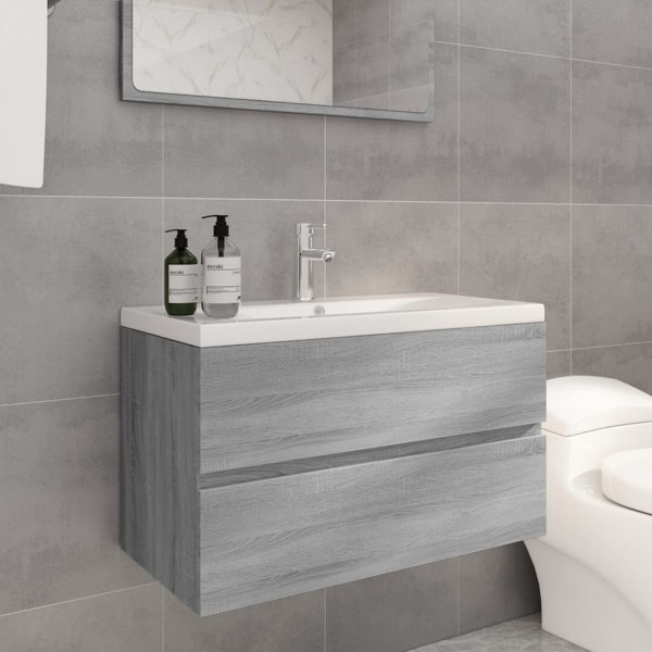 Mueble de baño con lavabo madera contrachapada gris Sonoma D