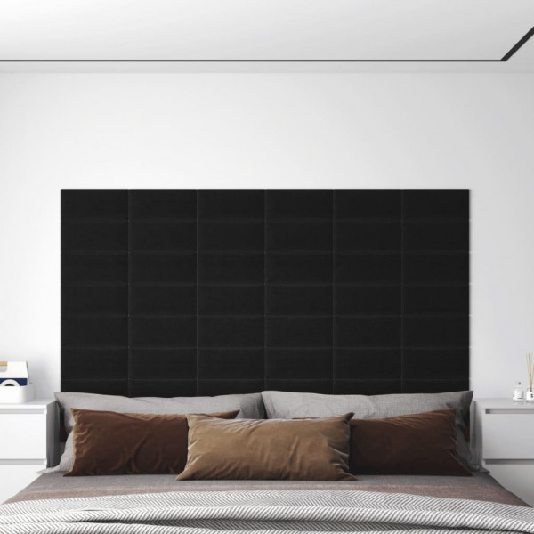 Paneles de pared 12 uds tela negro 30x15 cm 0.54 m² D