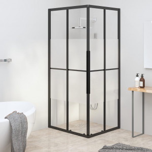 Cabine de duche ESG semi-fosa preta 80x70x180 cm D