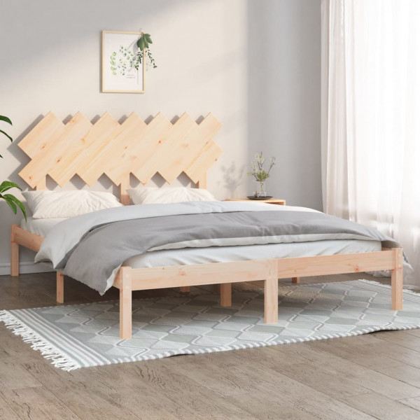 Estructura de cama de madera maciza king size 150x200 cm D