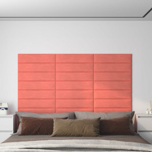 Paneles de pared 12 uds terciopelo rosa 60x15 cm 1.08 m² D