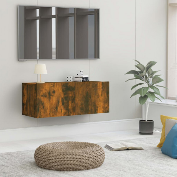 Mueble para TV madera contrachapada roble ahumado 80x30x30 cm D