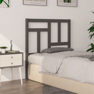 Cabecero de cama madera maciza de pino gris 80.5x4x100 cm D