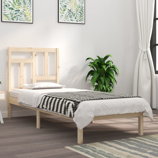 Estructura de cama madera maciza 75x190 cm D