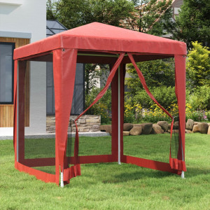 Tenda da festa com 4 paredes HDPE vermelho 2x2 m malha D