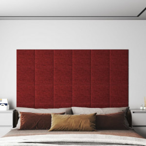 Paneles de pared 12 uds tela rojo tinto 30x30 cm 1.08 m² D