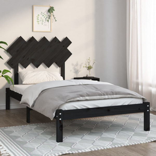 Estructura de cama de madera maciza negro 100x200 cm D