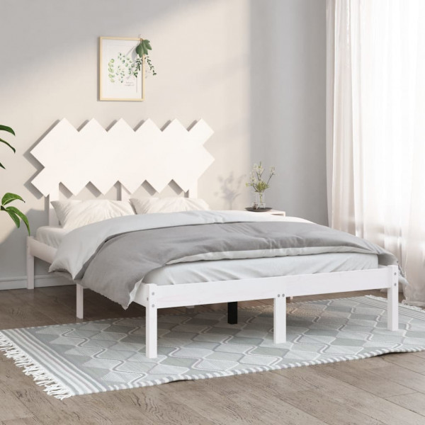 Estructura de cama de madera maciza blanco 120x200 cm D