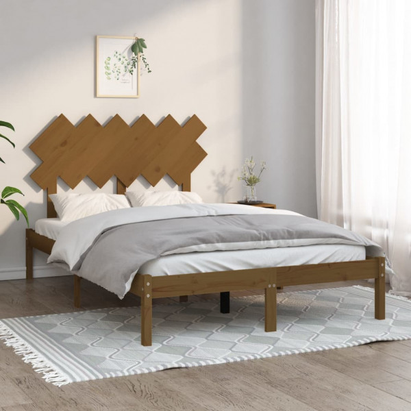 Estrutura de cama de madeira maciça marrom mel 120x200 cm D