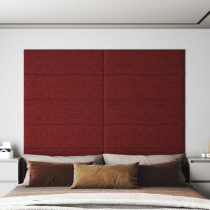 Paneles de pared 12 uds tela rojo tinto 90x30 cm 3.24 m² D