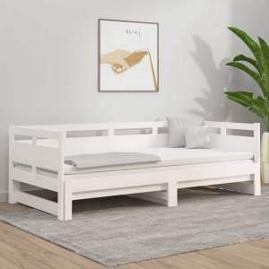 Sofá-cama removível em madeira maciça de pinho branco 2x(90x190) cm D