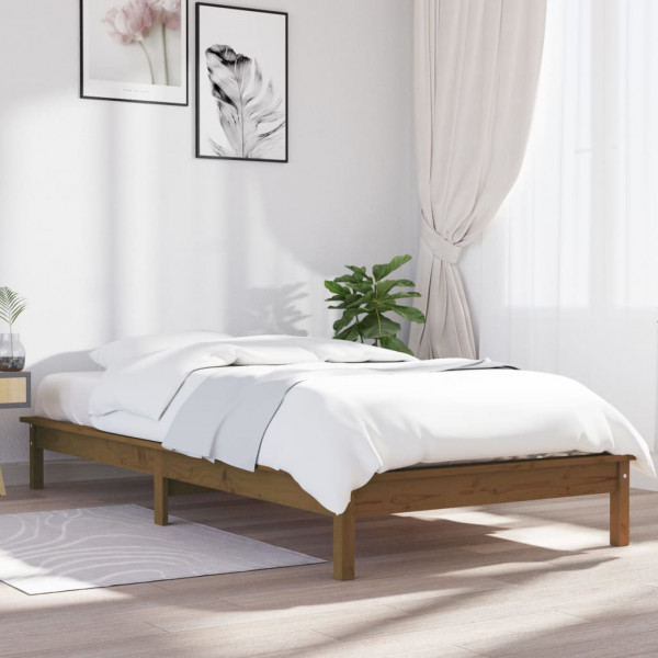 Estructura de cama madera maciza pino marrón miel 100x200 cm D