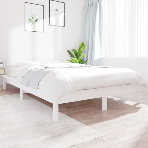 Estrutura de cama em madeira maciça de pinho branco 120x190 cm D
