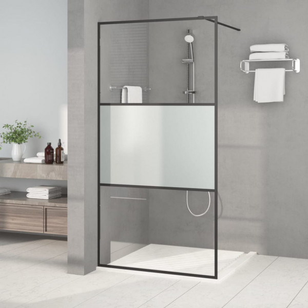 Mampara de ducha vidrio ESG semiesmerilado negro 100x195 cm D