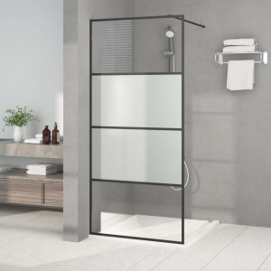 Mampara de ducha vidrio ESG semiesmerilado negro 90x195 cm D