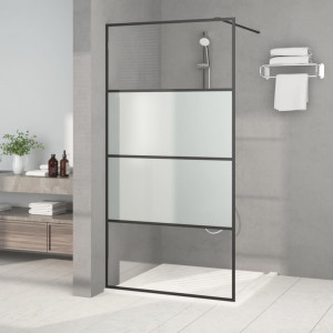 Mampara de ducha vidrio ESG semiesmerilado negro 100x195 cm D