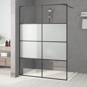 Mampara de ducha vidrio ESG semiesmerilado negro 140x195 cm D