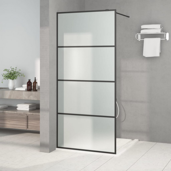 Mampara de ducha vidrio ESG esmerilado negro 90x195 cm D